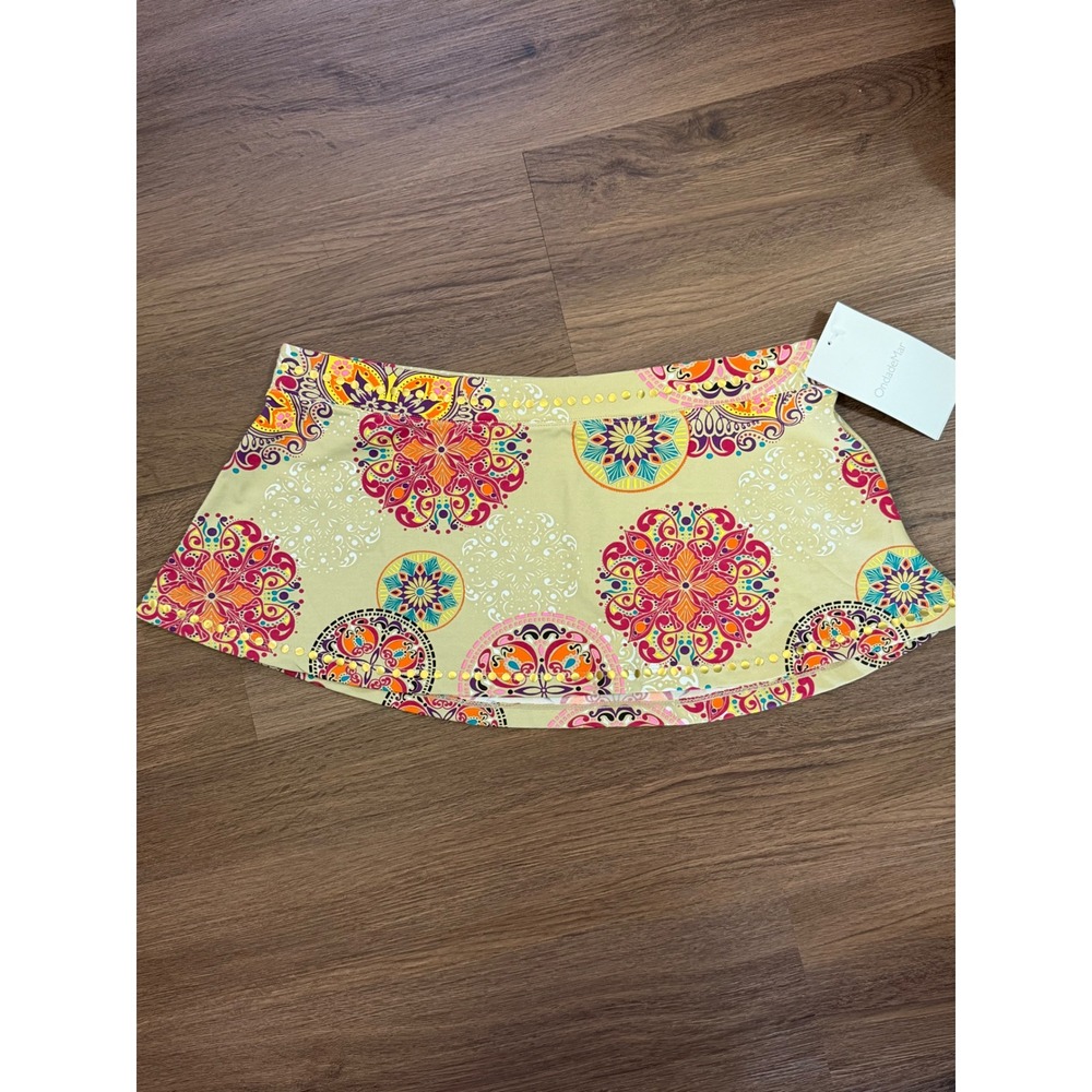 OndadeMar 2-Piece Swim Set Mandala Studded One Piece & Skirt Tan Size 8 M - Picture 7 of 9